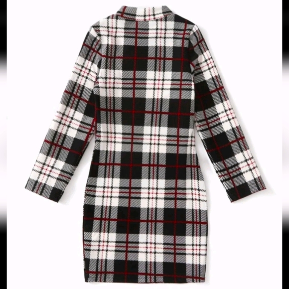 Girls Elegant Fall Plaid Mock Neck Bodycon Dress Size 6 - Picture 2 of 8
